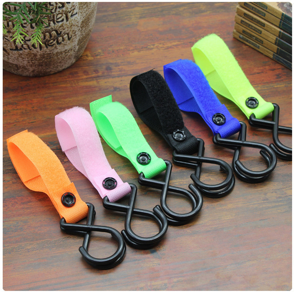 2 Pieces Stroller Hooks Adjustable Hanger for Baby Diaper Bags Rose