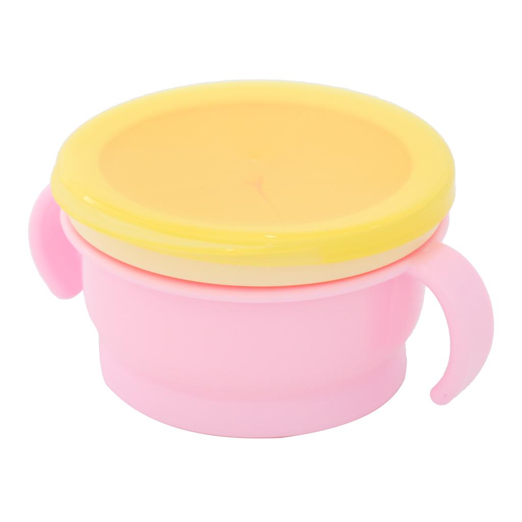 Snack Bowl Baby Seal Proof kids Food Storage Bowl Travel Container Pink