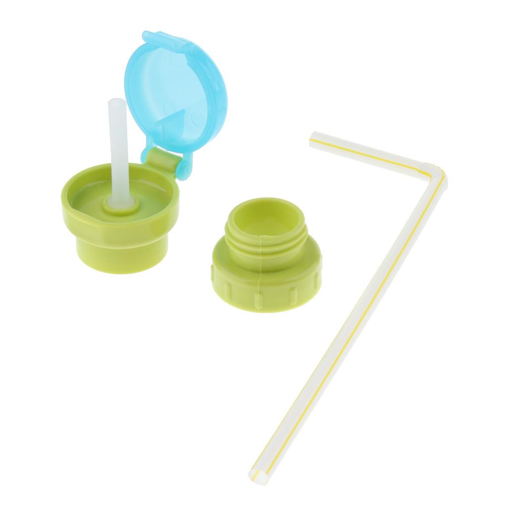 Kids Spill Proof Water Bottle Twist Cap With Straw Drinking Sippy Cap Green