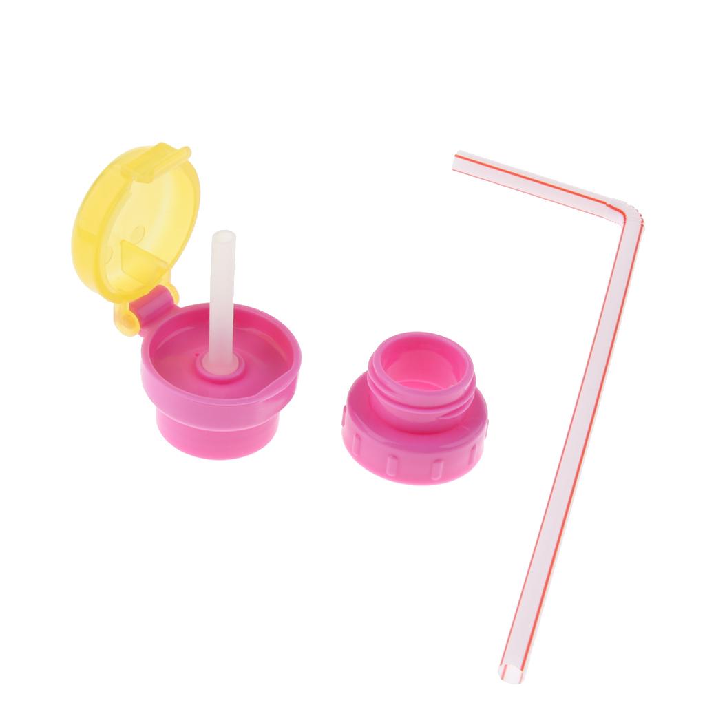 Kids Spill Proof Water Bottle Twist Cap With Straw Drinking Sippy Cap Pink