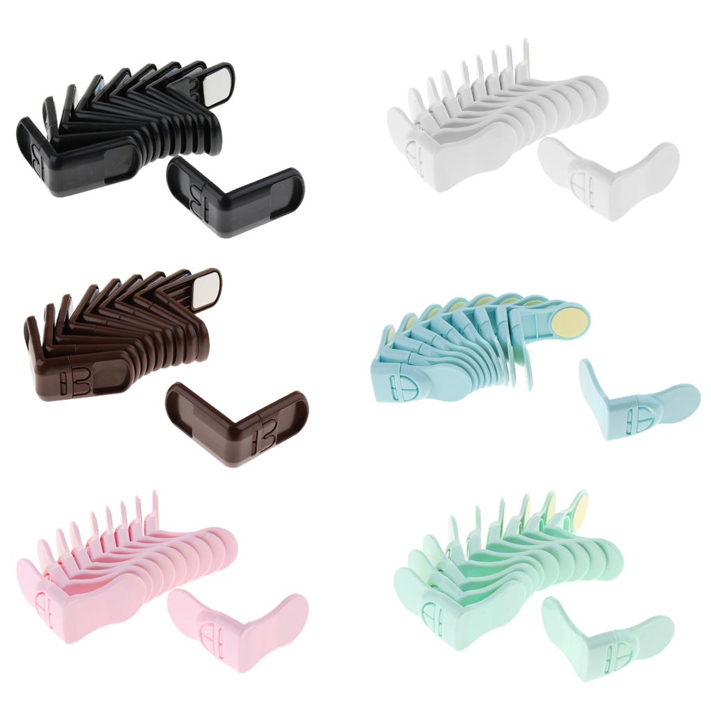 Pack of 10 Plastic Baby Proofing Right Angle Safety Lock for Cabinets Black
