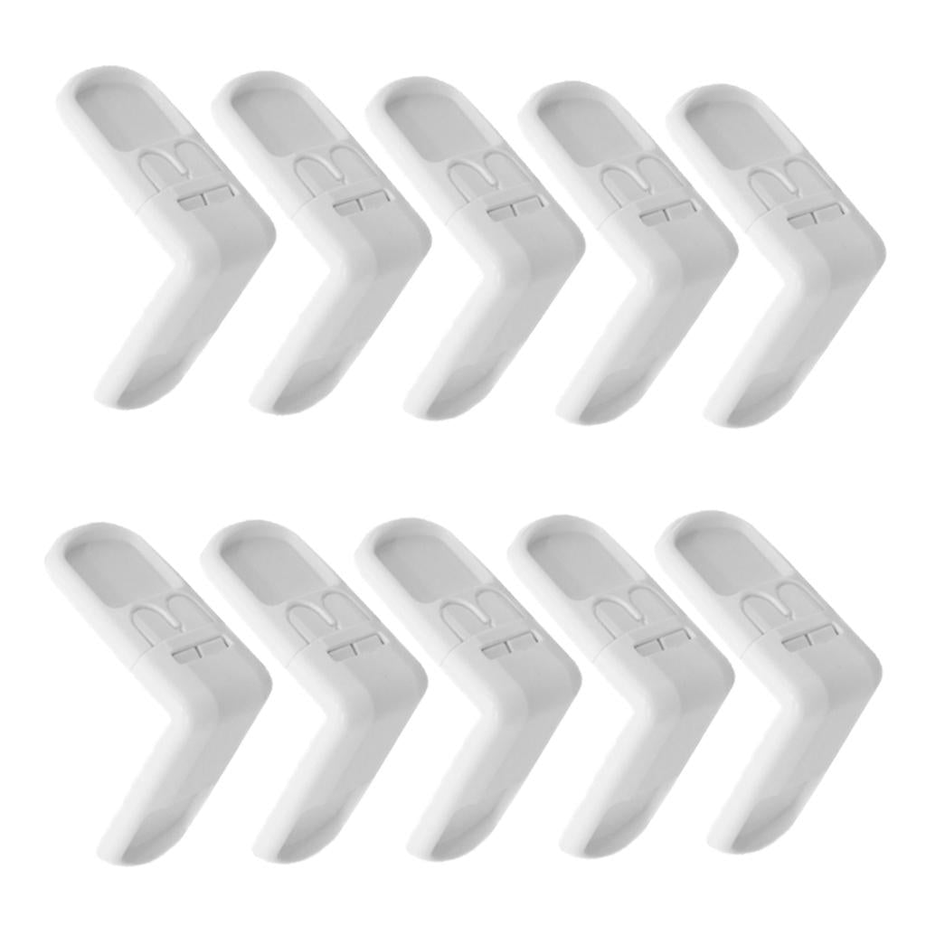 Pack of 10 Plastic Baby Proofing Right Angle Safety Lock for Cabinets White