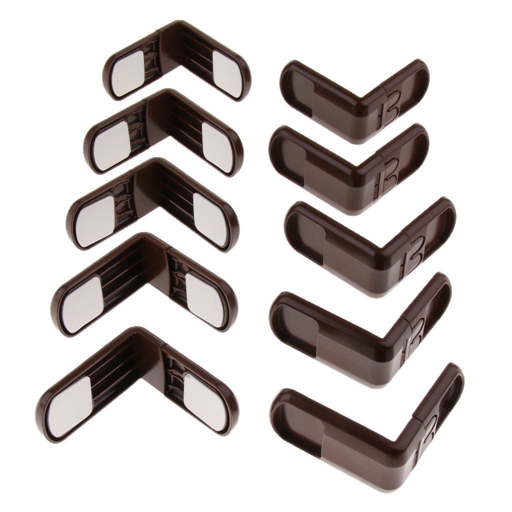 Pack of 10 Plastic Baby Proofing Right Angle Safety Lock for Cabinets Brown