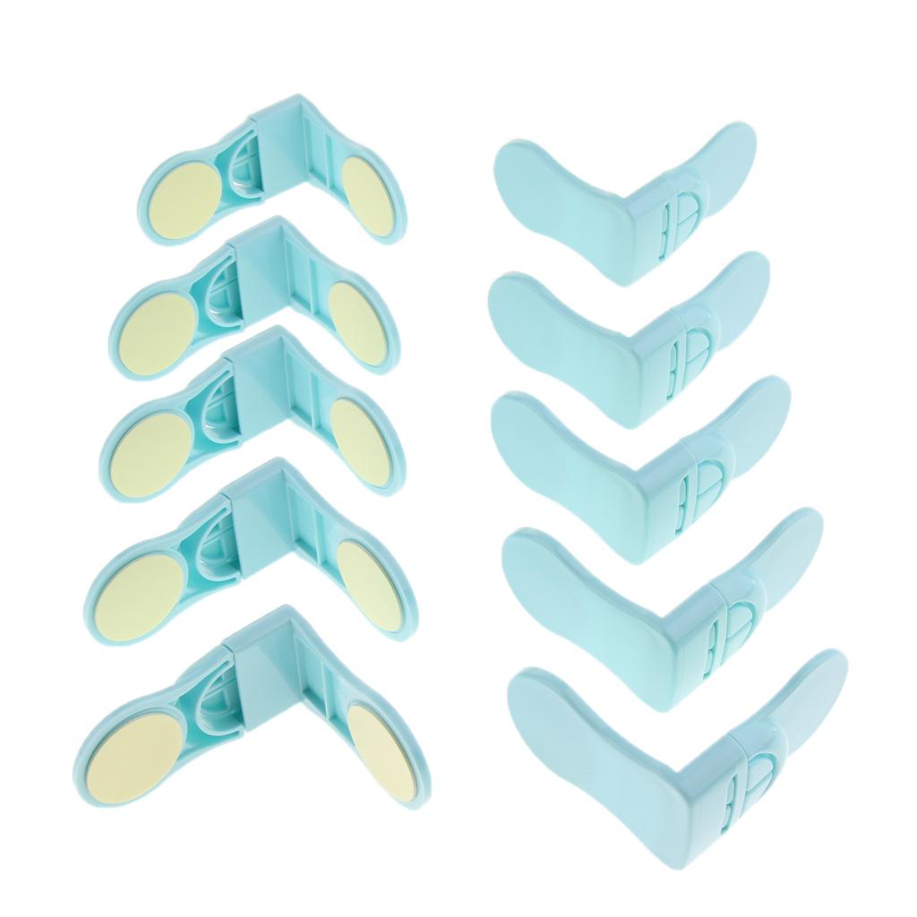 Pack of 10 Plastic Baby Proofing Right Angle Safety Lock for Cabinets Blue