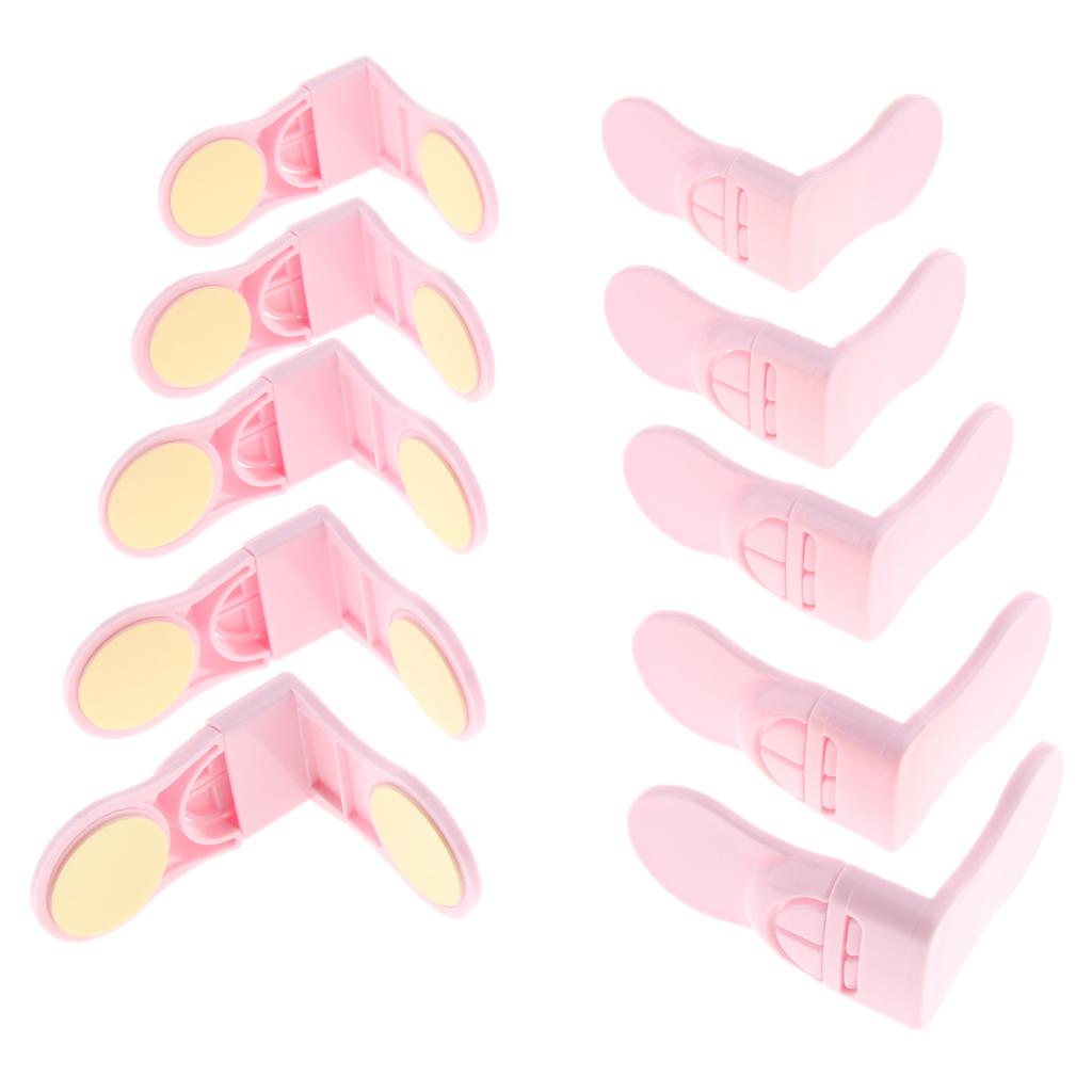 Pack of 10 Plastic Baby Proofing Right Angle Safety Lock for Cabinets Pink
