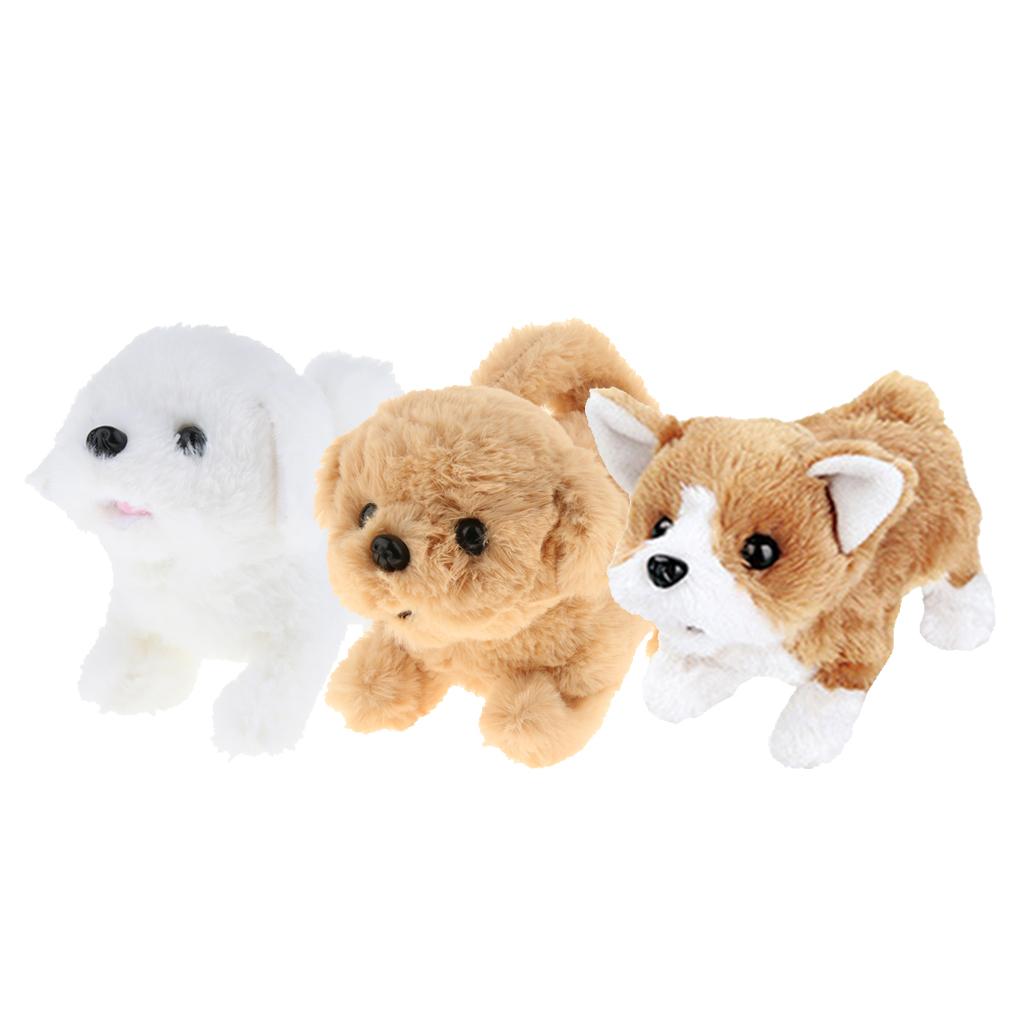 Electronic Plush Dog Robot Toy Walk Bark Wag tail Kids Gift Bichon Frise