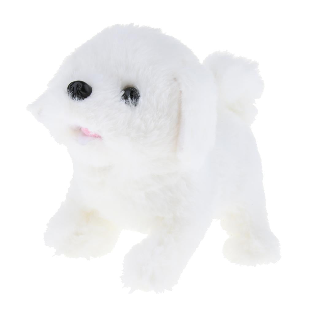 Electronic Plush Dog Robot Toy Walk Bark Wag tail Kids Gift Bichon Frise