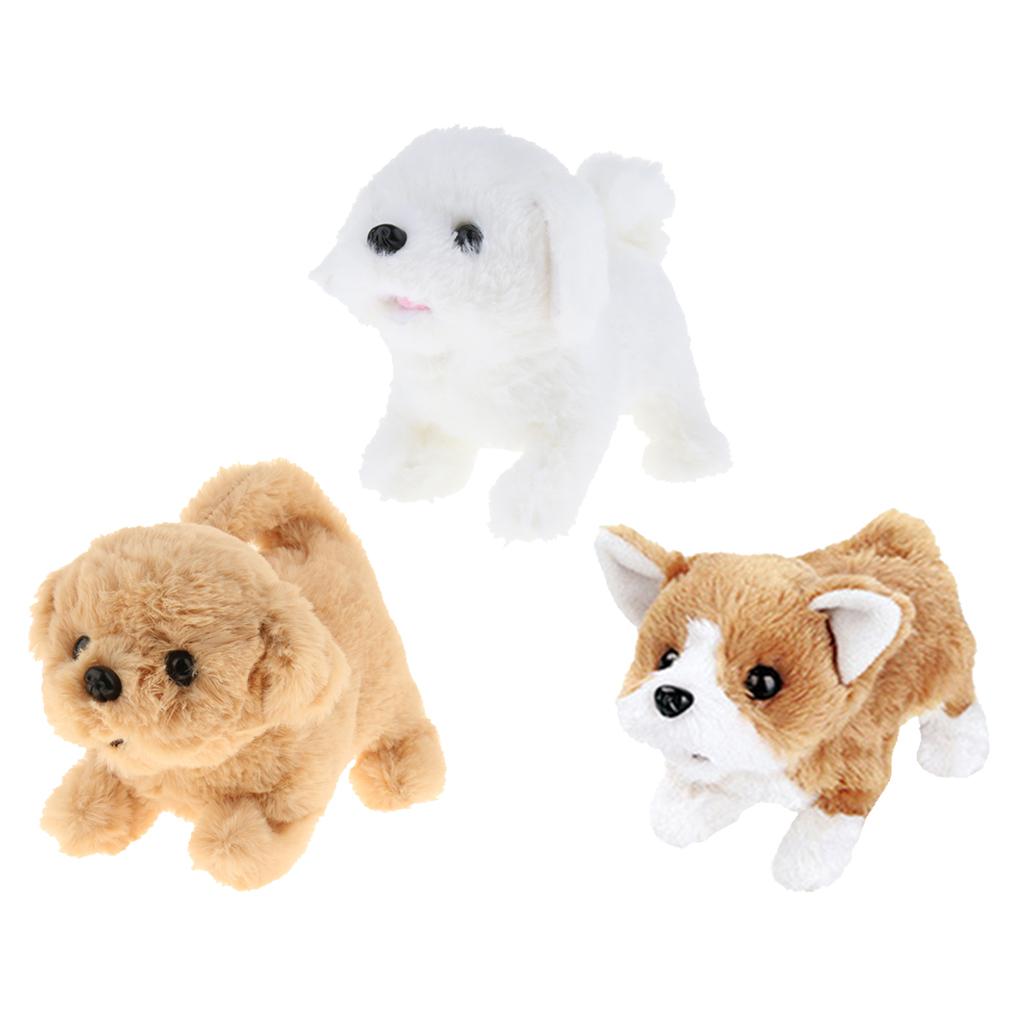 Electronic Plush Dog Robot Toy Walk Bark Wag tail Kids Gift Bichon Frise