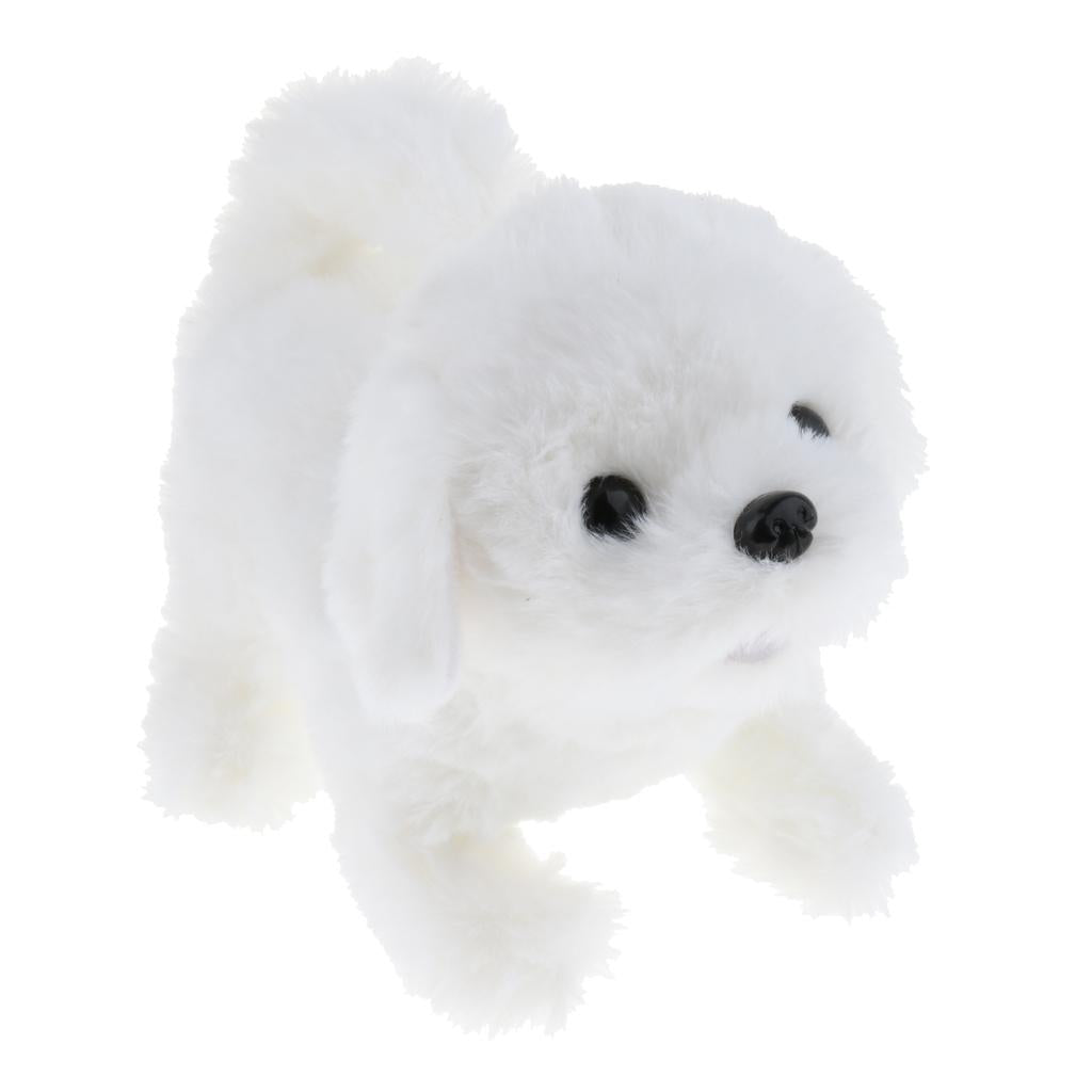 Electronic Plush Dog Robot Toy Walk Bark Wag tail Kids Gift Bichon Frise