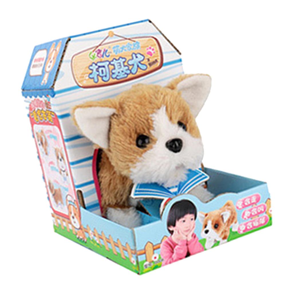 Electronic Plush Dog Robot Toy Walk Bark Wag tail Kids Gift Welsh Corgi