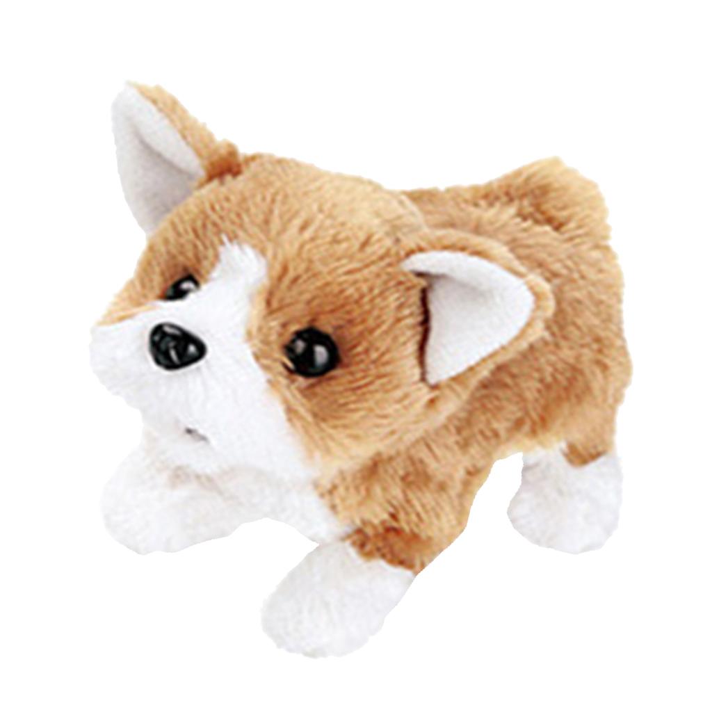 Electronic Plush Dog Robot Toy Walk Bark Wag tail Kids Gift Welsh Corgi