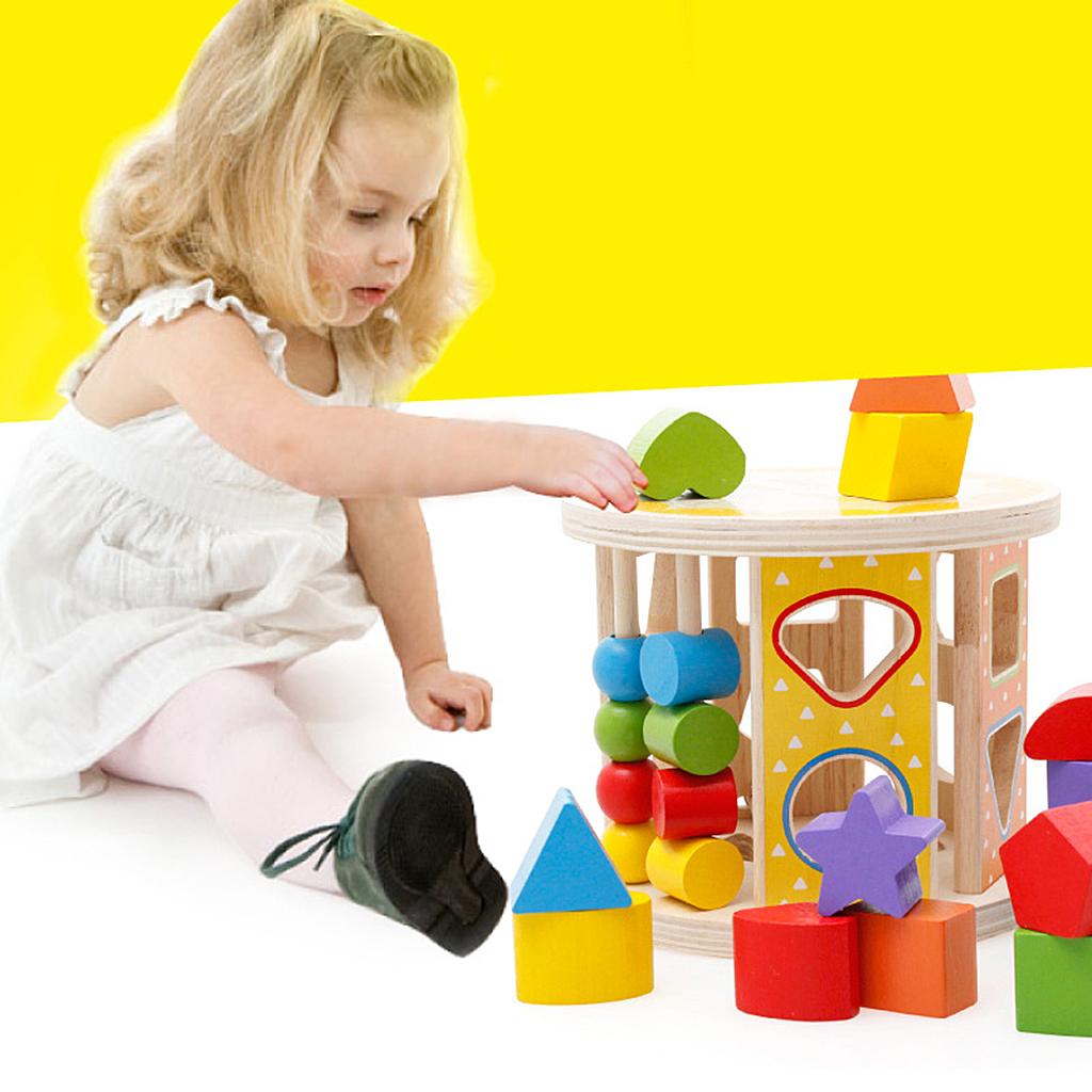 Wooden Shape Sorter Kids Toy Activity Development Learning Toddlers Play Fun