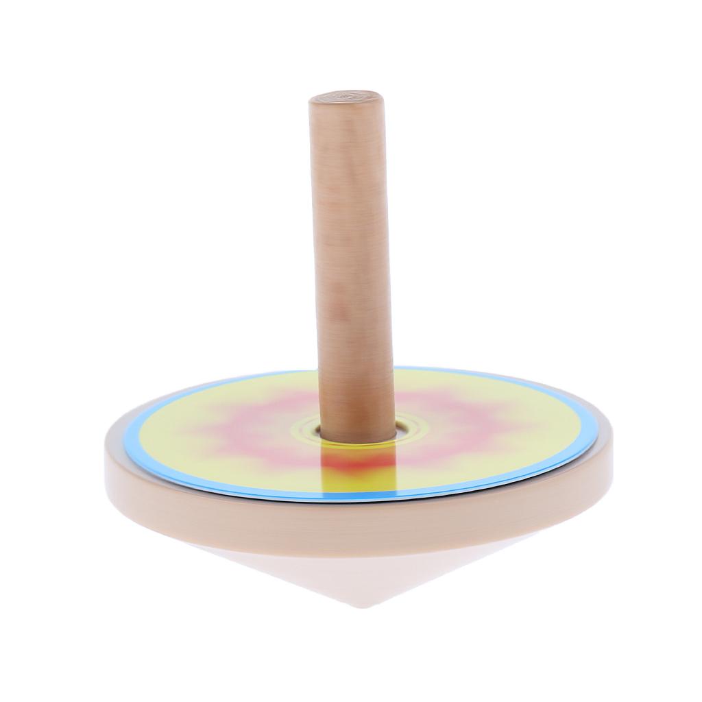 Wooden Funny Gyro Spinning Top Toy Spinning Top with 8 Drawing Cards