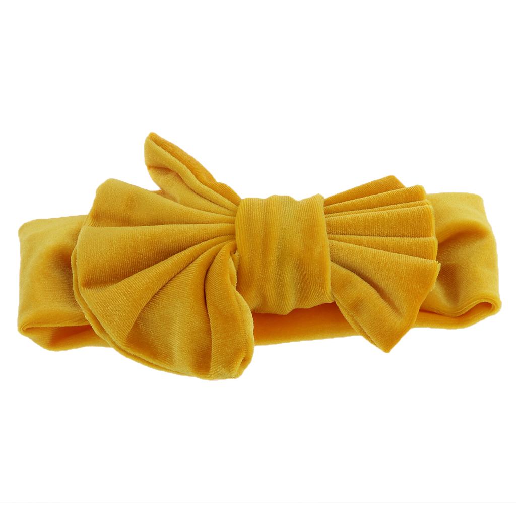 Lovely Soft Pleuche Elastic Bowknbot Hair Band Headband for Baby Yellow