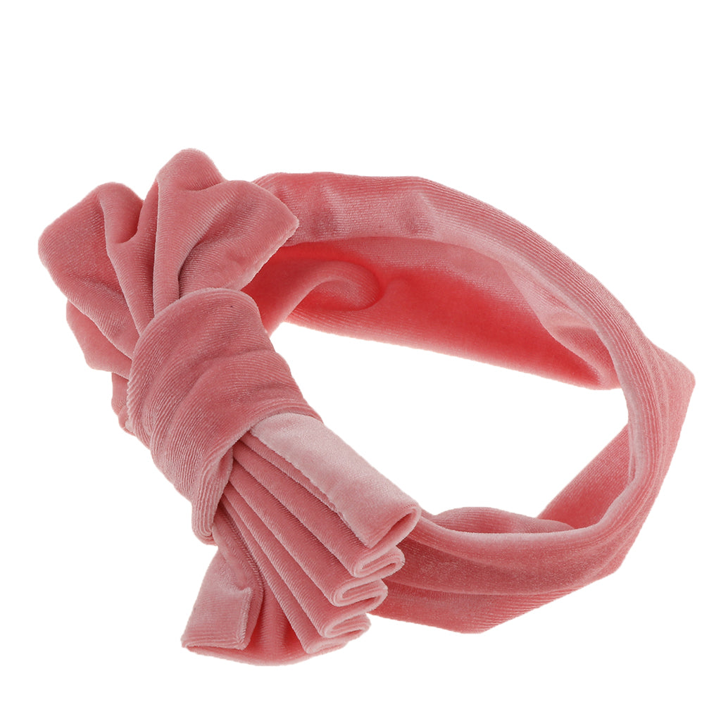 Lovely Soft Pleuche Elastic Bowknbot Hair Band Headband for Baby Pink