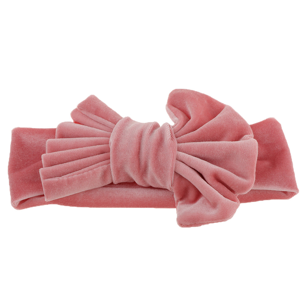 Lovely Soft Pleuche Elastic Bowknbot Hair Band Headband for Baby Pink