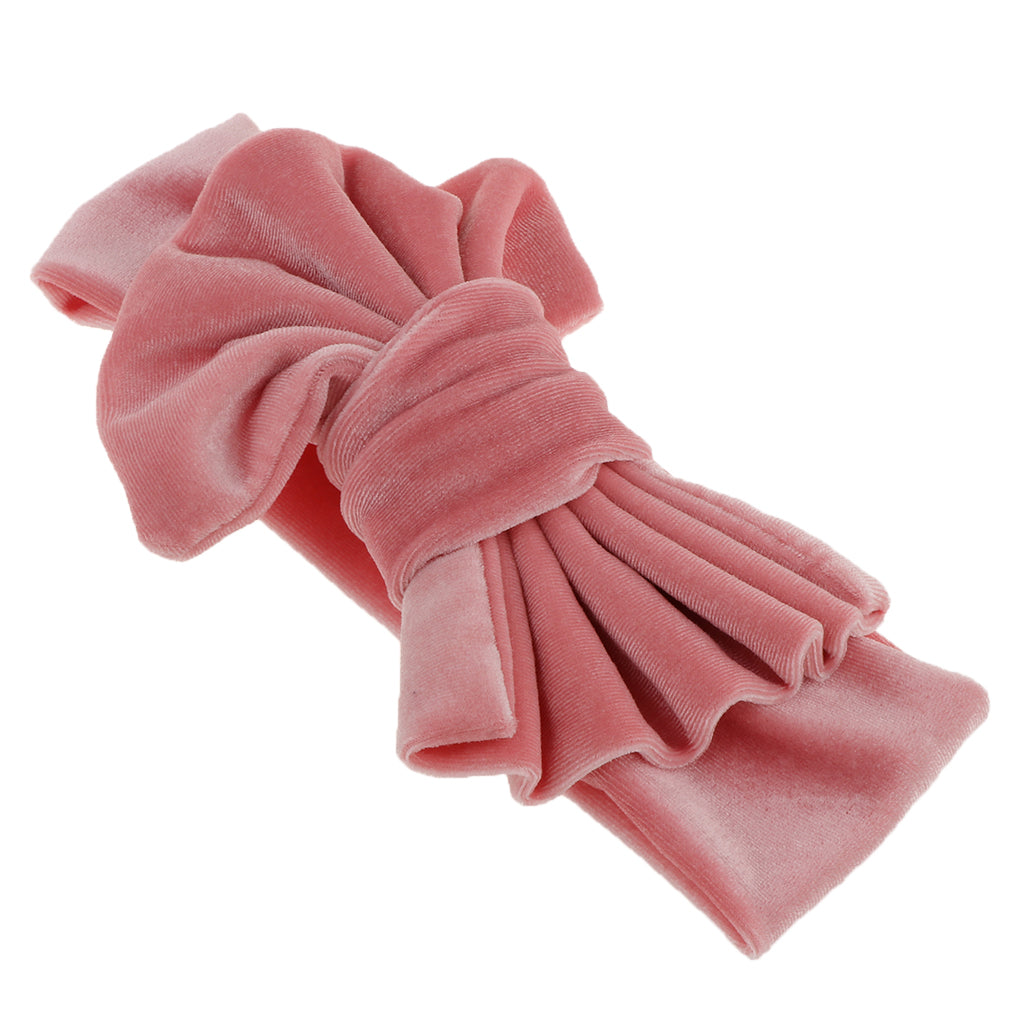 Lovely Soft Pleuche Elastic Bowknbot Hair Band Headband for Baby Pink