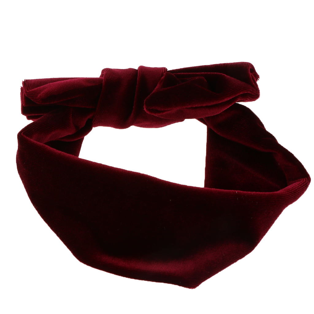 Lovely Soft Pleuche Elastic Bowknbot Hair Band Headband for Baby Wine Red