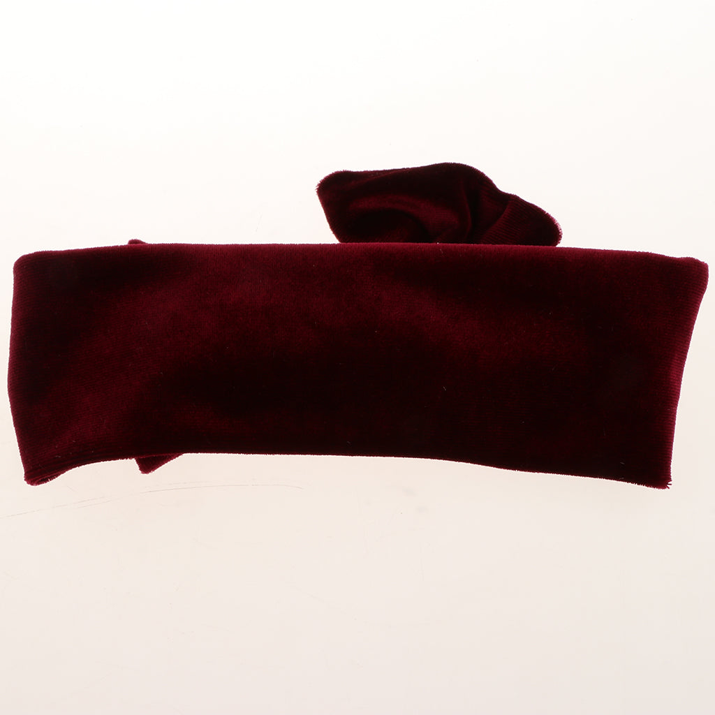 Lovely Soft Pleuche Elastic Bowknbot Hair Band Headband for Baby Wine Red