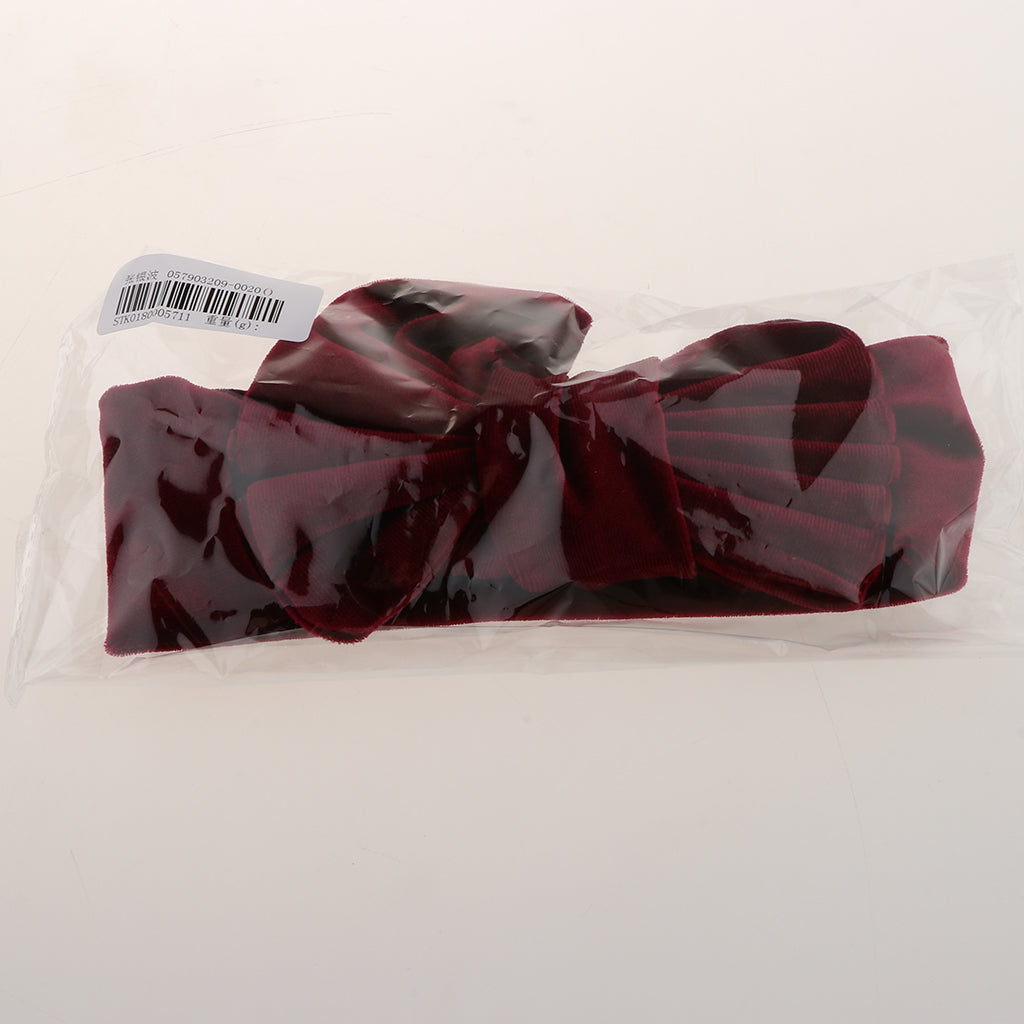 Lovely Soft Pleuche Elastic Bowknbot Hair Band Headband for Baby Wine Red