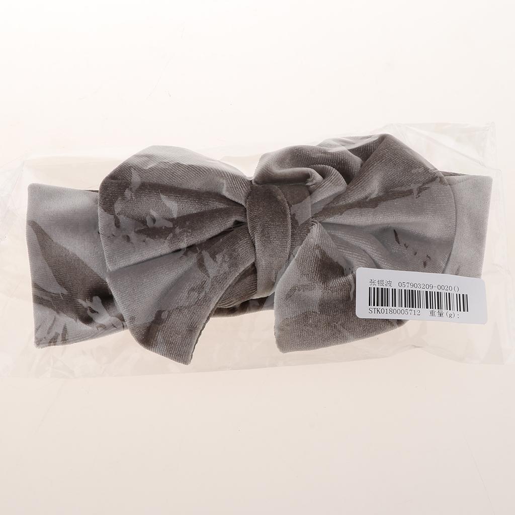 Lovely Soft Pleuche Elastic Bowknbot Hair Band Headband for Baby Gray