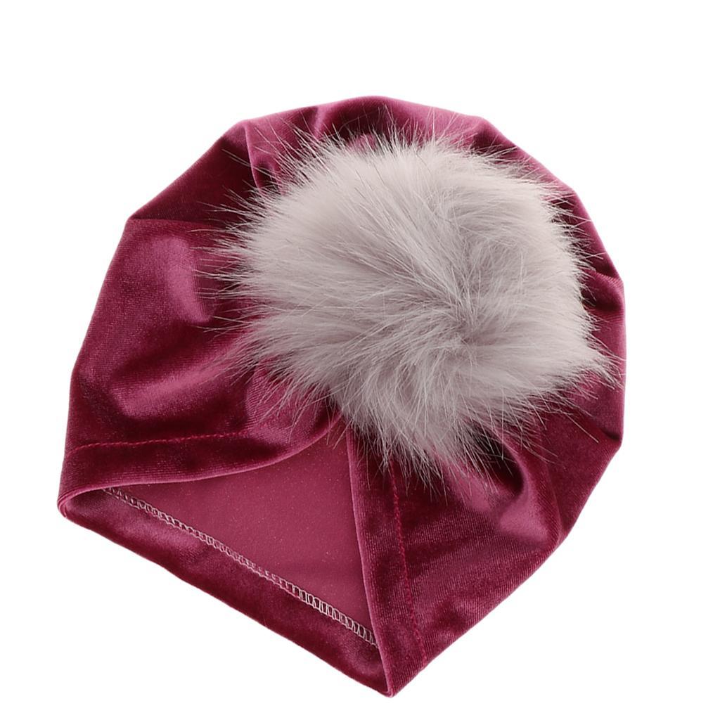 Newborn Infant Baby Winter Beanie Soft Velvet Turban Indian Hat Purple