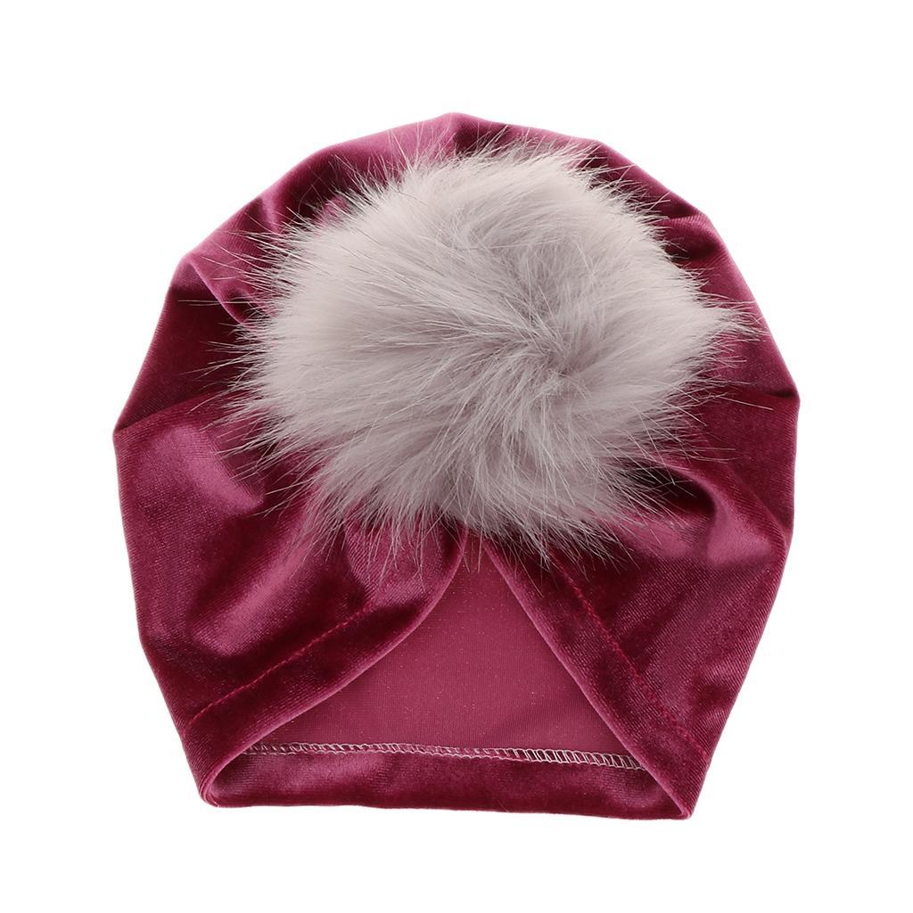 Newborn Infant Baby Winter Beanie Soft Velvet Turban Indian Hat Purple