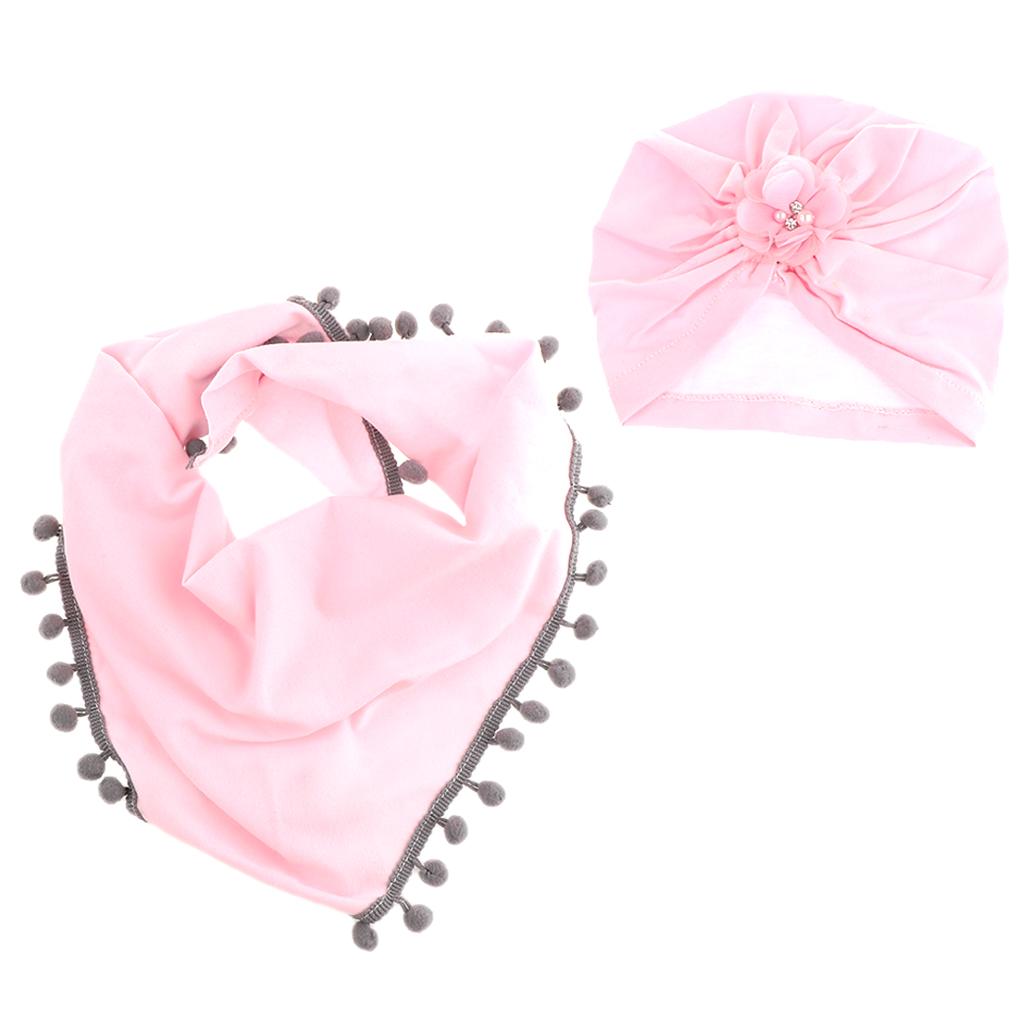 Baby Hats Bibs Tire Infant Toddler Caps 6-12Months Boy Girl Pink