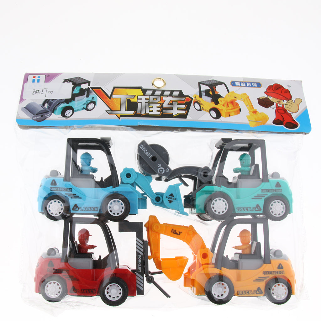 4PCS Simulation Inertia Engineering Car Vehicles Construction Kits Kids Toy