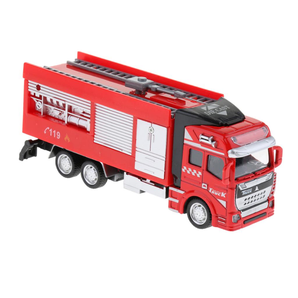 1:48 Simulation Alloy Pull Back Fire Truck Car Vehicles Toy Fire Truck