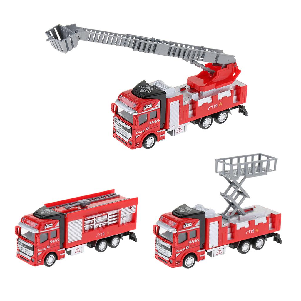 1:48 Simulation Alloy Pull Back Fire Truck Car Vehicles Toy Fire Truck