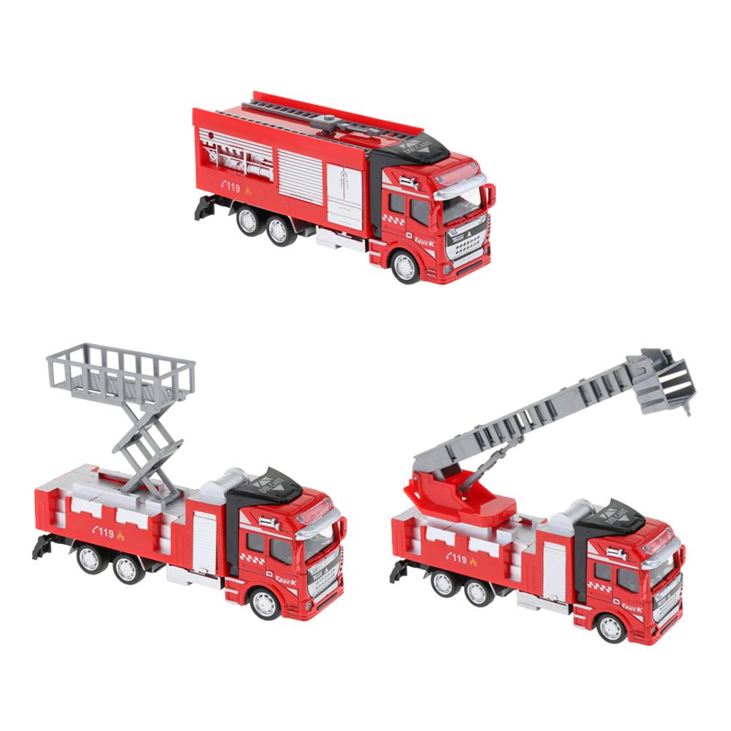 1:48 Simulation Alloy Pull Back Fire Truck Car Vehicles Toy Fire Truck