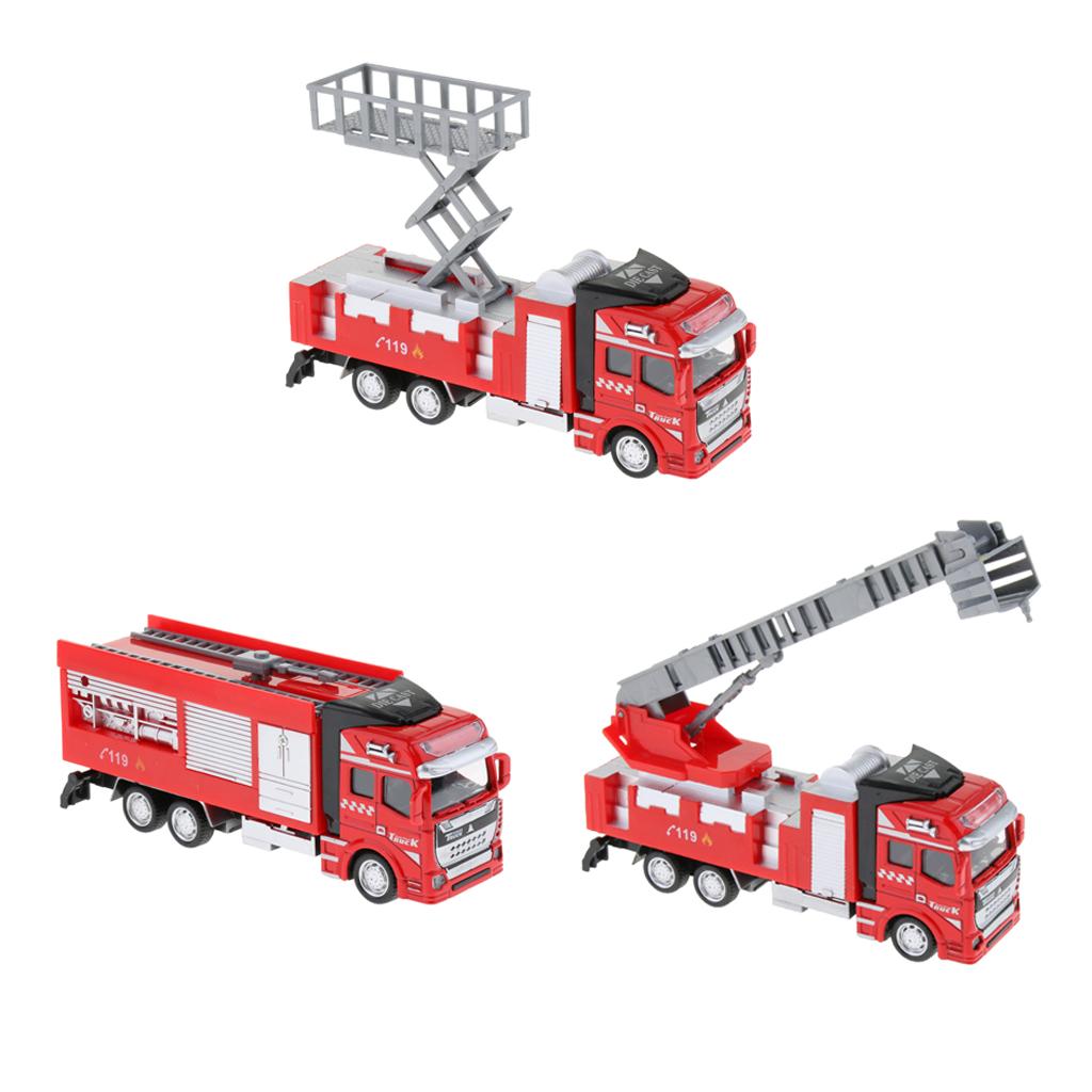 1:48 Simulation Alloy Pull Back Fire Truck Car Vehicles Toy Fire Truck