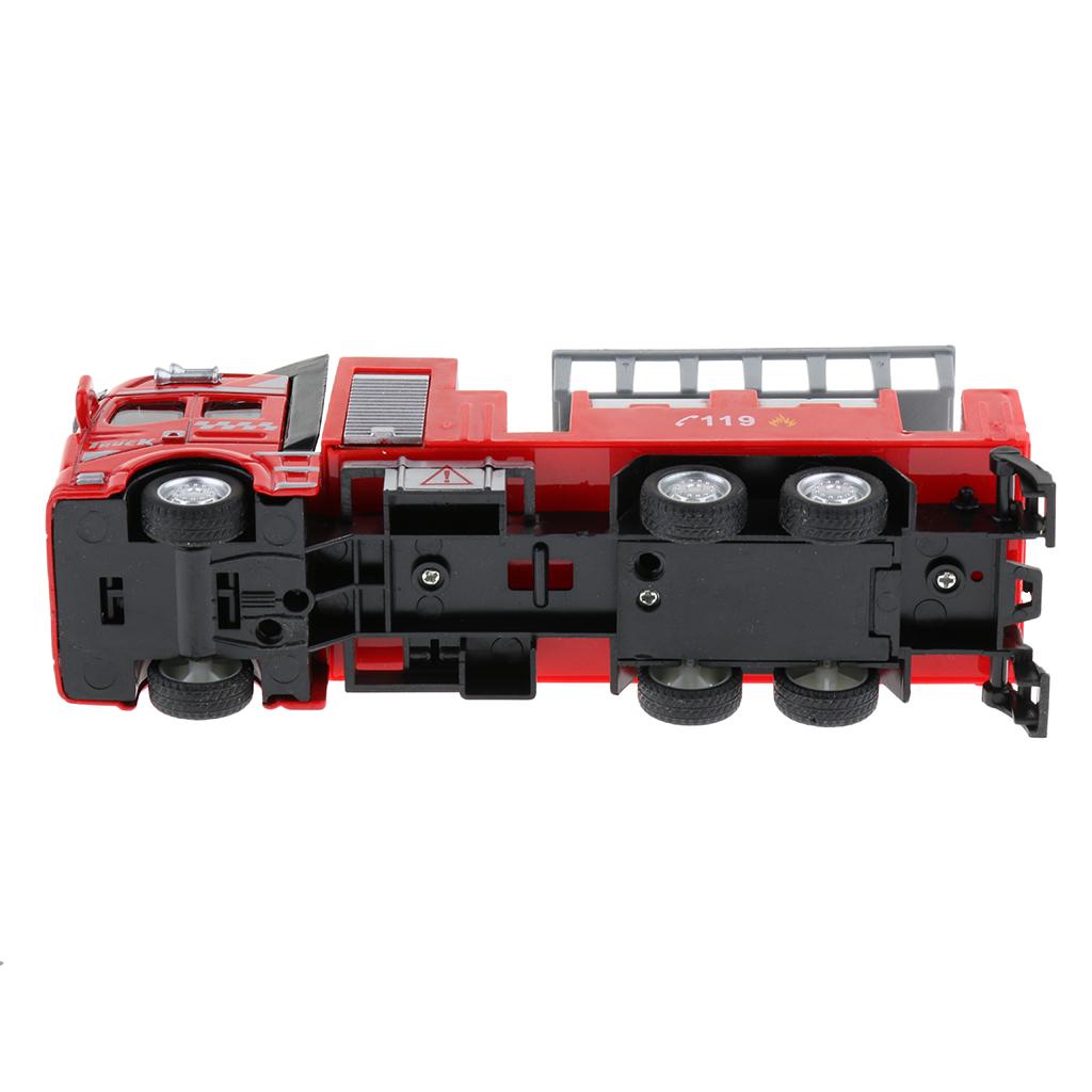 1:48 Simulation Alloy Pull Back Fire Truck Car Vehicles Toy Lift Truck