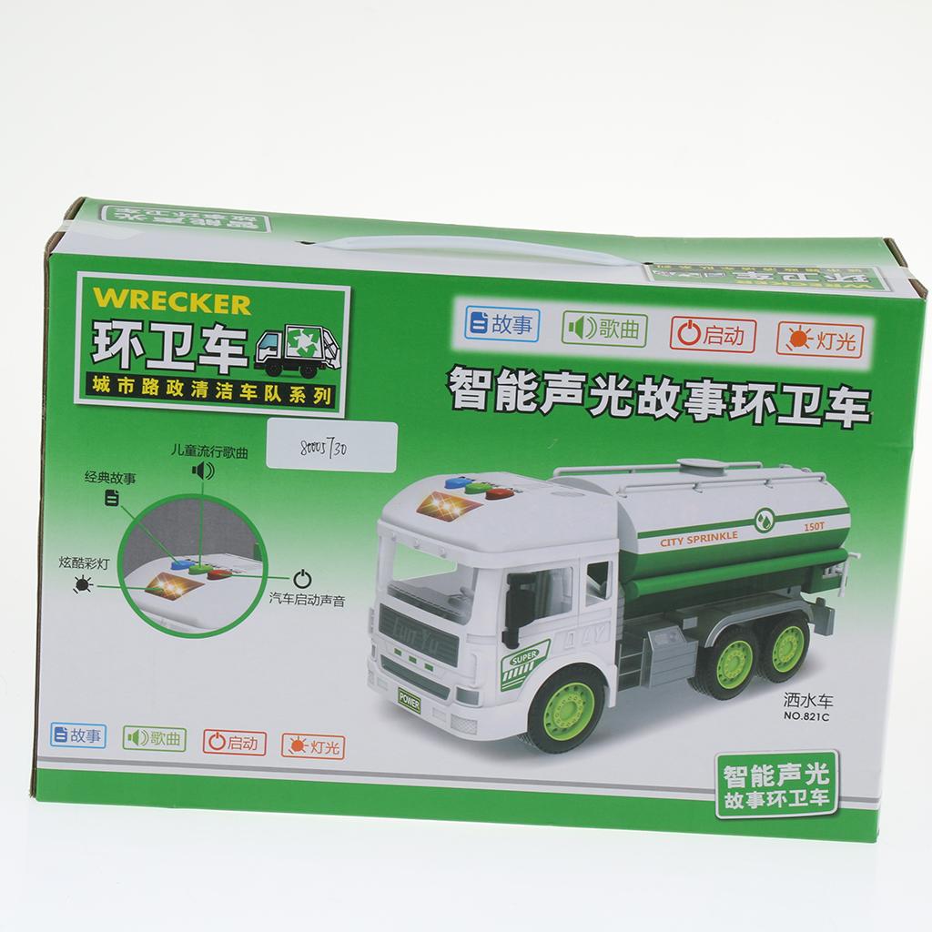 Electric Pull Back Truck w/ Sound Light Vehicle Kids Toy  Sanitation Truck