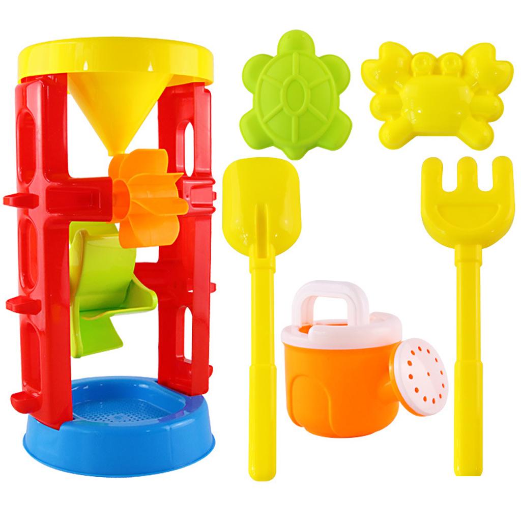 6pcs Durable Sand Beach Toy Set for Kids with Shovels, Rakes & 2 Shape Molds
