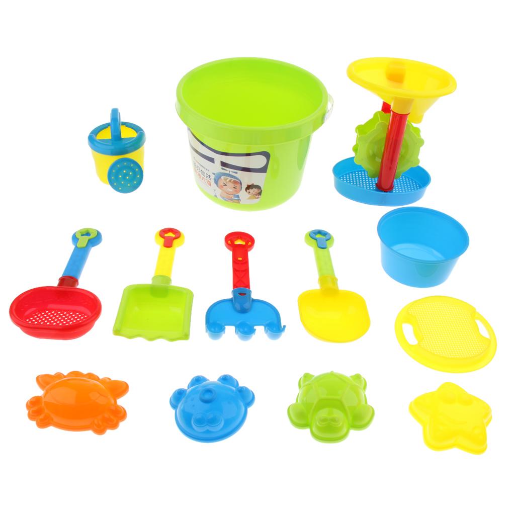 12pcs Sand Water Toy Castle Building Playset with Bucket, Rake & Shovel