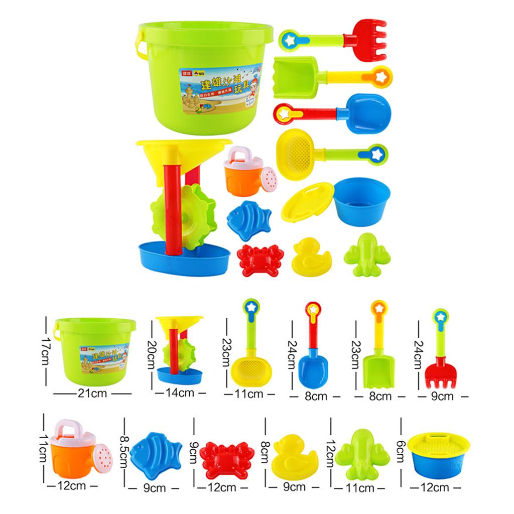 12pcs Sand Water Toy Castle Building Playset with Bucket, Rake & Shovel