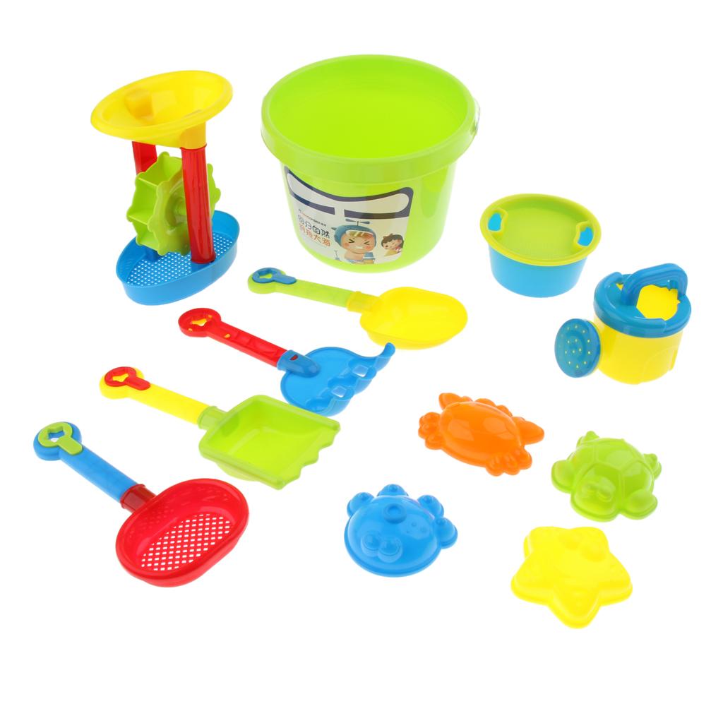 12pcs Sand Water Toy Castle Building Playset with Bucket, Rake & Shovel