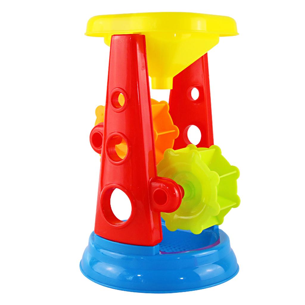 5pcs Kids Beach Toys Castle Building Playset with Water Wheel, Rake & Shovel