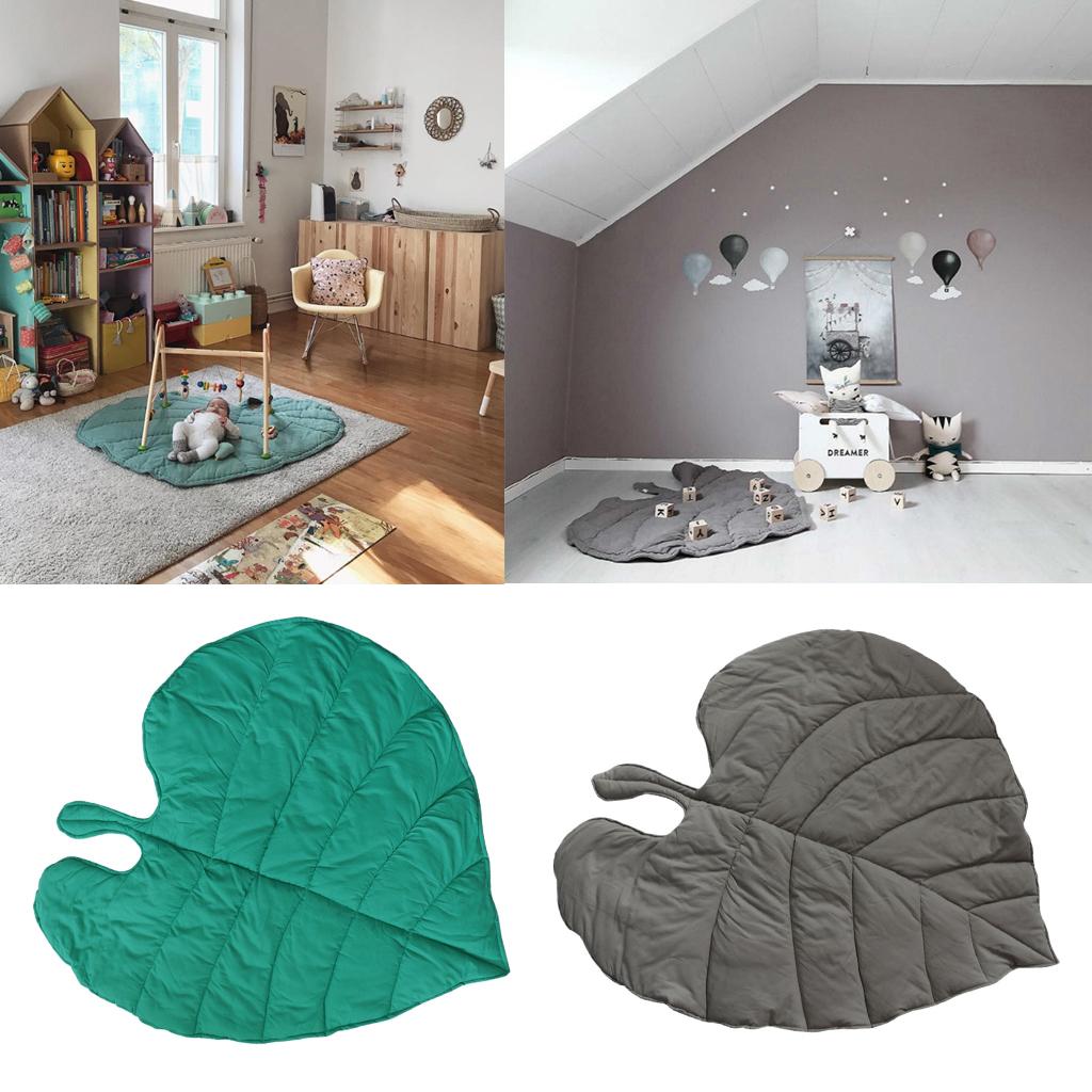 Baby Kids Game Gym Activity Play Mat Crawling Blanket Leaf Floor Rug Green