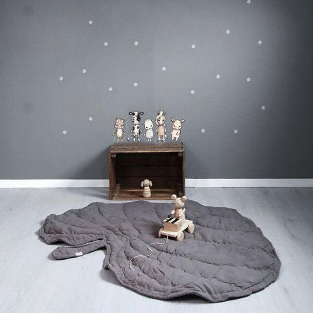 Baby Kids Game Gym Activity Play Mat Crawling Blanket Leaf Floor Rug Grey