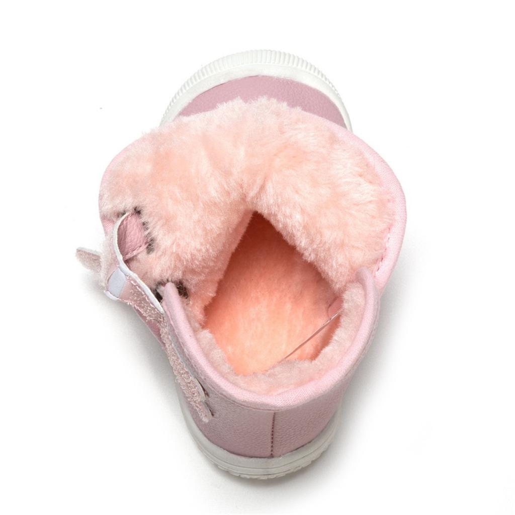 Baby PU Leather Rubber Soles Warm Snow Boots Pink (for 12-15Months)
