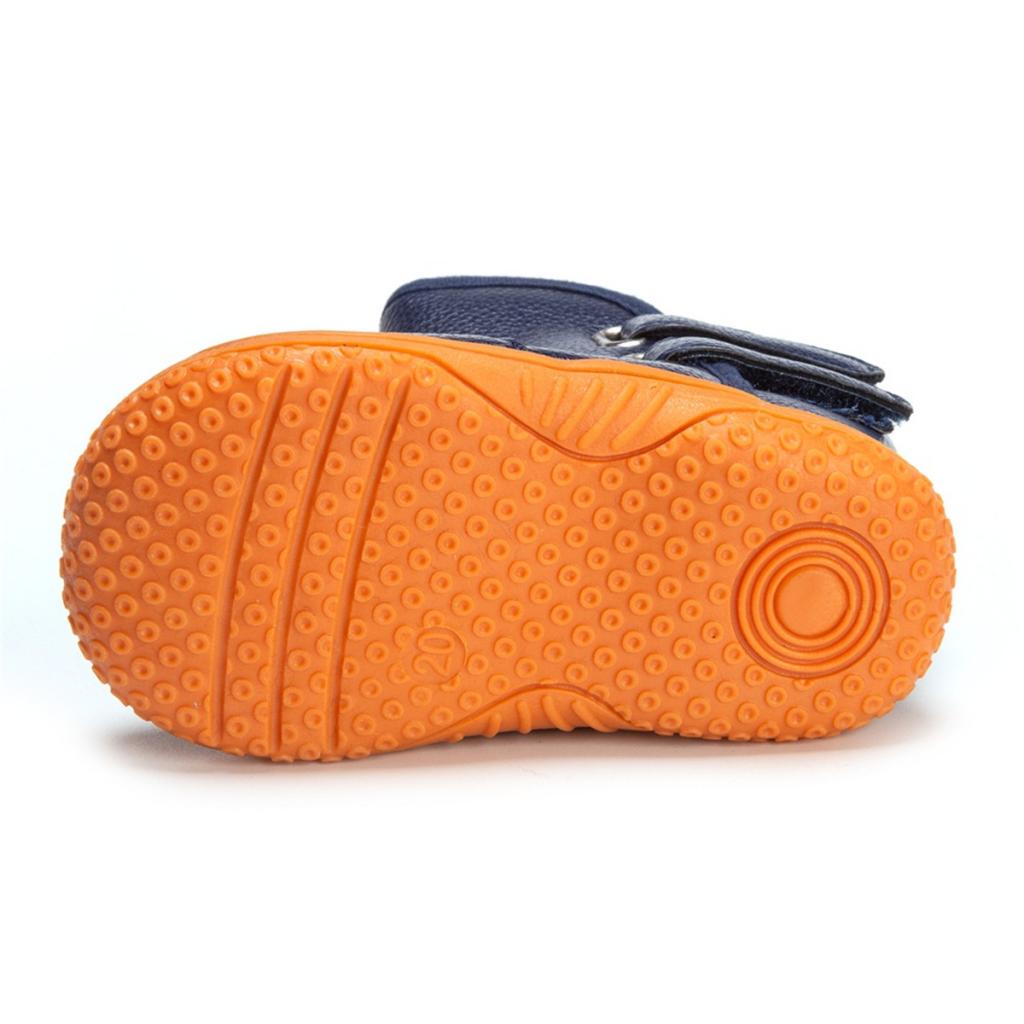 Baby PU Leather Rubber Soles Warm Snow Boots Blue (for 12-15Months)