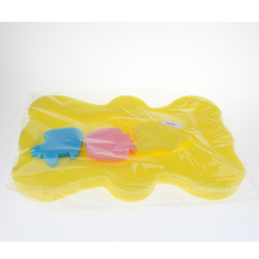 Baby Bath Sponge Support Pad Safety Aid Bathing Mat Non Slip Yellow 50cm