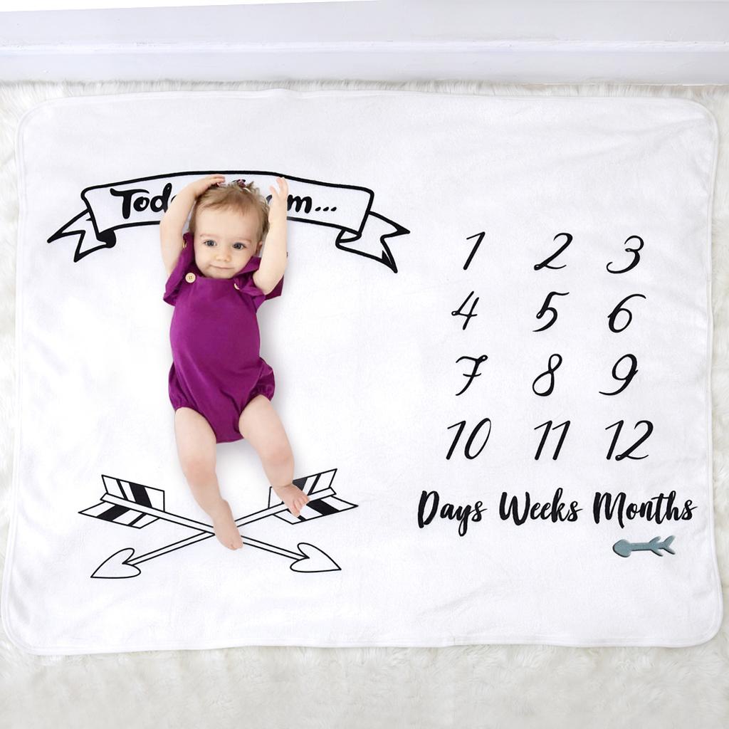 Baby Monthly Year Milestone Blanket Infant Photo Props Shoots Backdrop