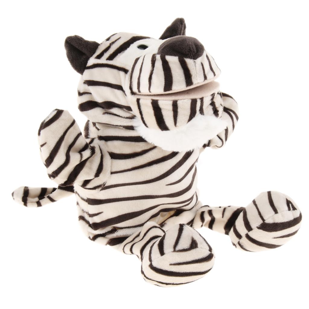 31cm Soft Plush Zoo Animals Hand Puppets for Kids Pretend Role Play Tiger