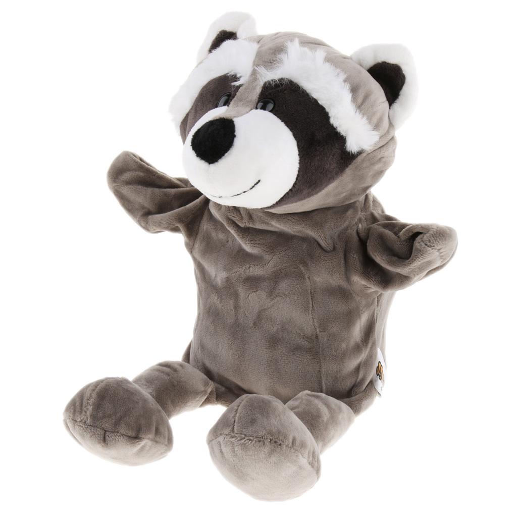 31cm Soft Plush Zoo Animals Hand Puppets for Kids Pretend Role Play Raccoon