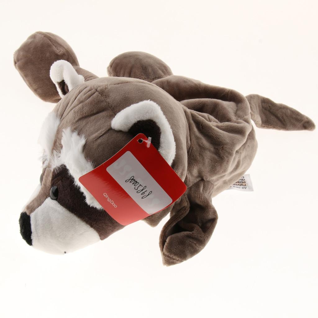 31cm Soft Plush Zoo Animals Hand Puppets for Kids Pretend Role Play Raccoon
