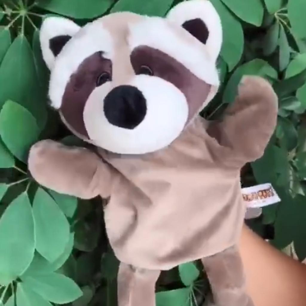 31cm Soft Plush Zoo Animals Hand Puppets for Kids Pretend Role Play Raccoon